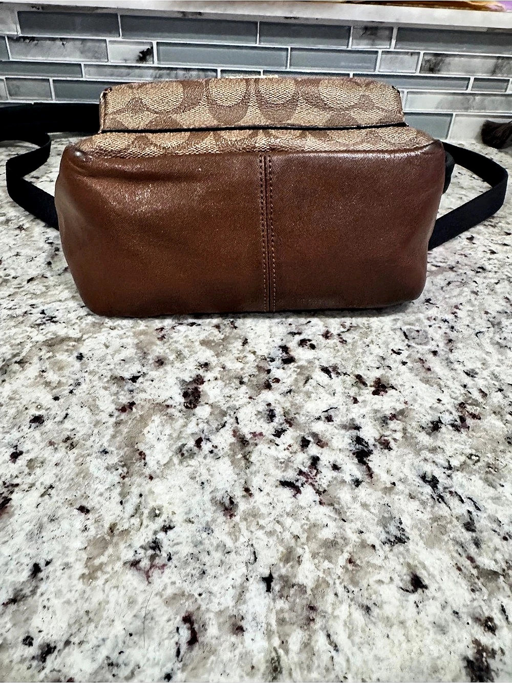 Coach Mini Charlie Backpack in Signature Canvas Brown & Tan - Picture 4 of 11